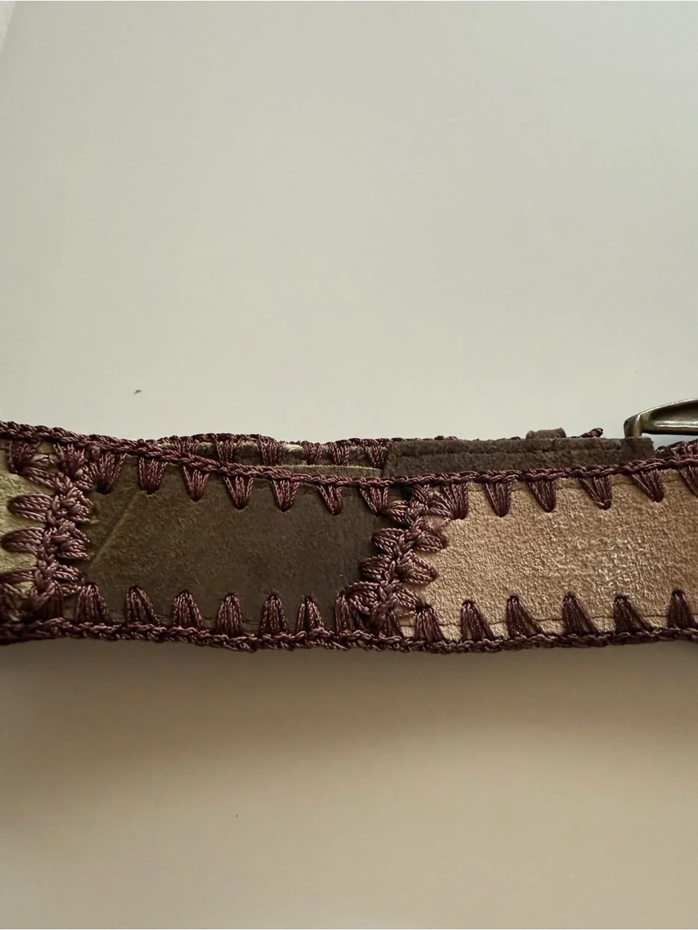 Free People Leather Suede Whipstitch Belt S/M Brown Western Boho Festival Cow Su